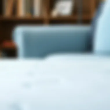 Upholstery Textures on Light Blue L Shaped Sofa Close-up view of upholstery on a light blue L shaped sofa