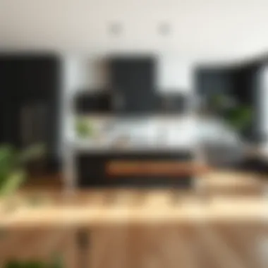 Modern Kitchen with Stylish Long Counter Height Bench Elegant long counter height bench in a modern kitchen setting