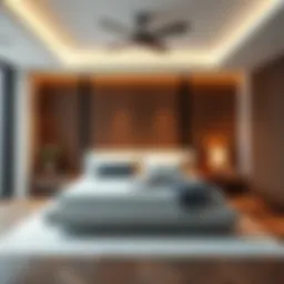 Elegant low panel bed in a modern bedroom setting