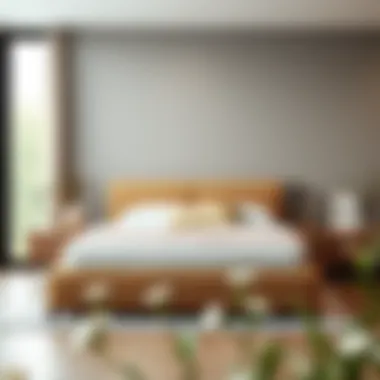 Trendy Low Panel Bed in Cozy Setting Trendy low panel bed in a cozy interior