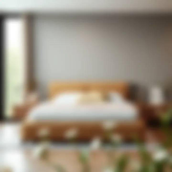 Trendy Low Panel Bed in Cozy Setting Trendy low panel bed in a cozy interior