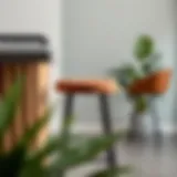 Elegant low profile counter stool with a stylish backrest