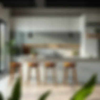 Trendy Kitchen with Low Profile Counter Stools Trendy interior showcasing low profile counter stools in a modern kitchen