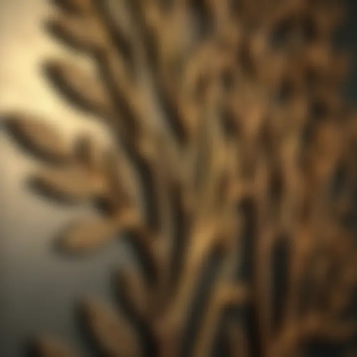 Textured Detail of Metal Tree Wall Design Close-up of textured metal tree design