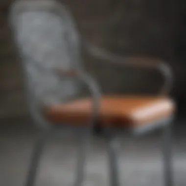 Close-up of metal chair detailing and craftsmanship.