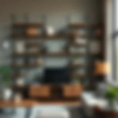 Creative Modular Shelving Arrangement A creative arrangement of modular shelving systems