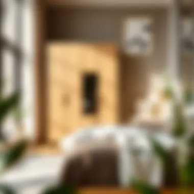 Elegant modern vertical dresser in a stylish bedroom