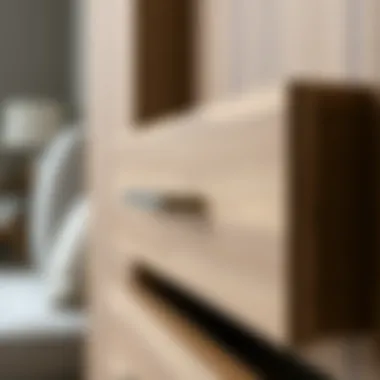 Close-up of materials used in a contemporary vertical dresser