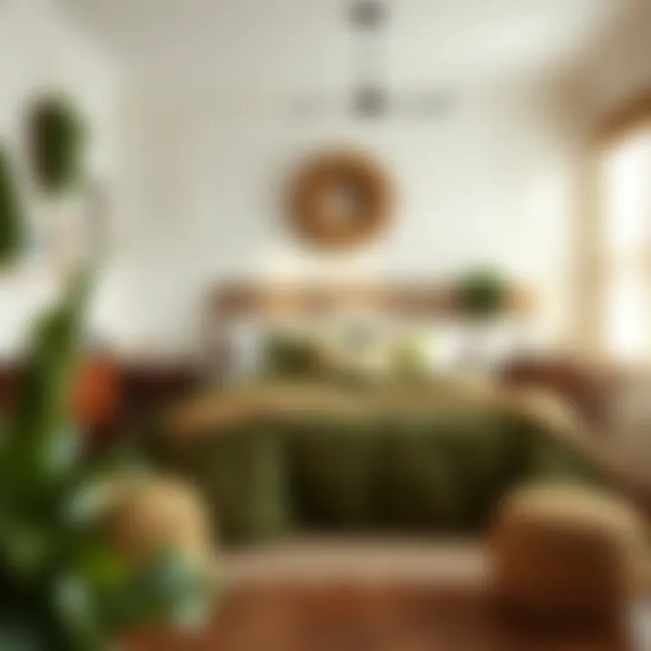 Cozy Bedroom with Olive Green Decor Cozy bedroom featuring olive green decor elements