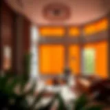 Elegant Living Room with Orange Window Panels Elegant living room featuring orange window panels that enhance the warmth of the space