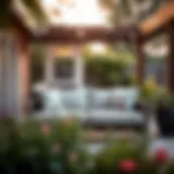 Luxurious Outdoor Loveseat with Plush Cushions Luxurious outdoor loveseat with plush cushions