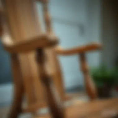Craftsmanship of Wooden Rocking Chair Close-up view showcasing the craftsmanship of a wooden rocking chair