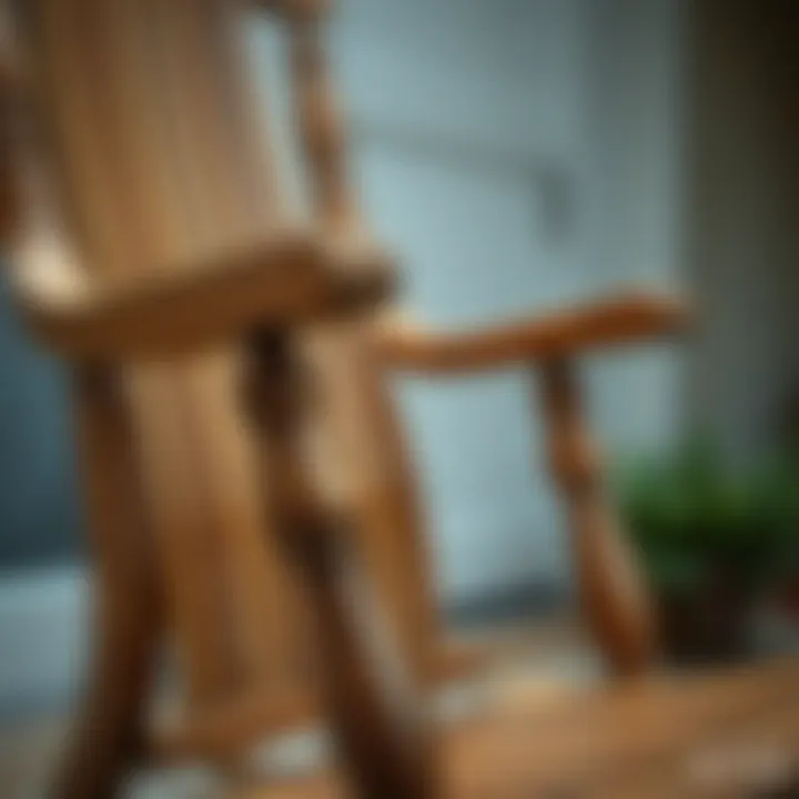 Craftsmanship of Wooden Rocking Chair Close-up view showcasing the craftsmanship of a wooden rocking chair