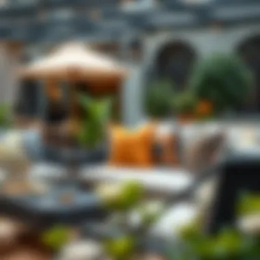 Stylish Outdoor Furniture with Decorative Covers Stylish outdoor furniture accented with decorative pillow covers