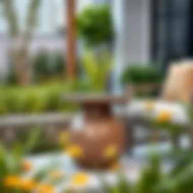 Stylish Outdoor Resin End Table Stylish outdoor resin end table in a modern garden setting