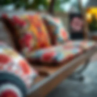 Colorful Cushion Patterns Colorful patterns on patio swing bench cushions