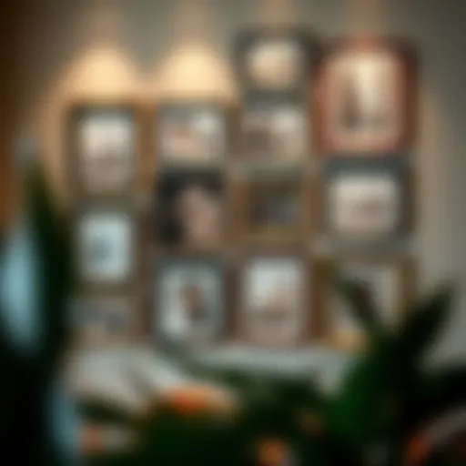 Elegant Arrangement of Frames Elegant arrangement of multiple photo frames on a wall