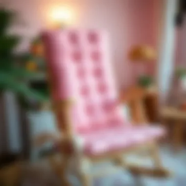 Stylish pink rocking chair pad enhancing a cozy living space