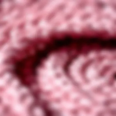 Close-up of the texture and weave of a round pink jute rug