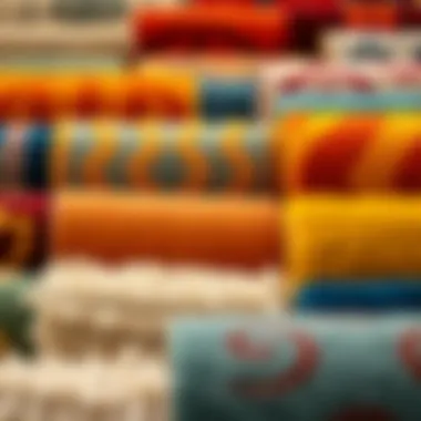 Colorful assortment of rugs in various textures