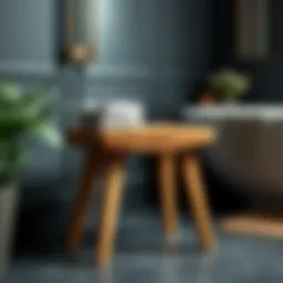 Elegant short shower stool made of teak wood