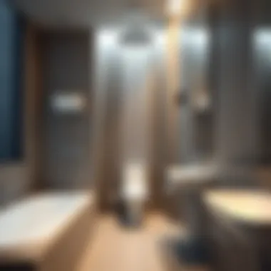 Modern Bathroom with Single Spray Shower Head Modern bathroom featuring single spray shower head