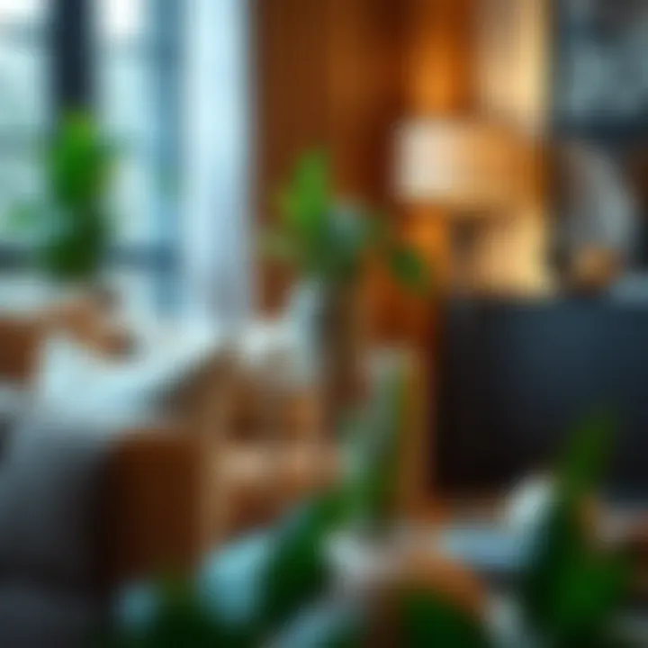 Contemporary Planter Stand with Decor Contemporary tabletop planter stand surrounded by stylish home decor