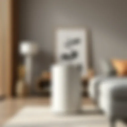 Modern Aesthetic: Tall Waste Basket in Living Room Sleek modern tall waste basket in a stylish living room setting