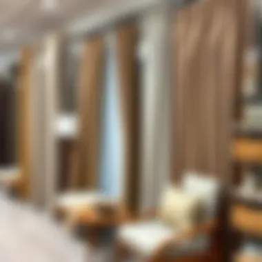 Diverse taupe curtain designs displayed in a home decor store