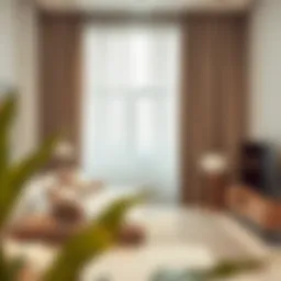 Elegant taupe curtains in a modern living room setting