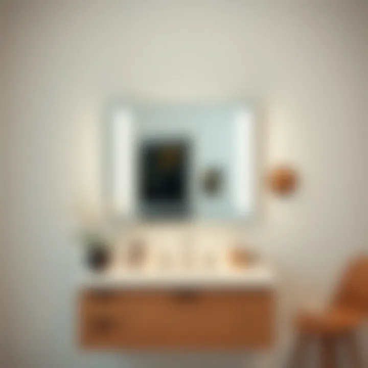 Frameless mirror as a focal point above a chic vanity