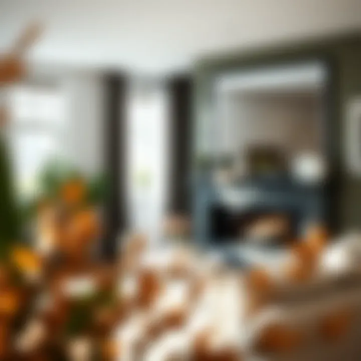 Frameless mirror reflecting natural light in a cozy living room