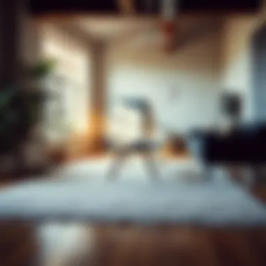 Trendy Workspace Featuring a 4 x 5 ft Rug Aesthetic arrangement showing a 4 x 5 ft rug in a trendy workspace