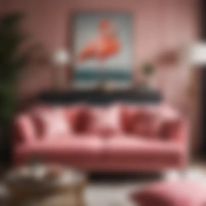 Elegant flamingo pillow cover in a vibrant living room setting