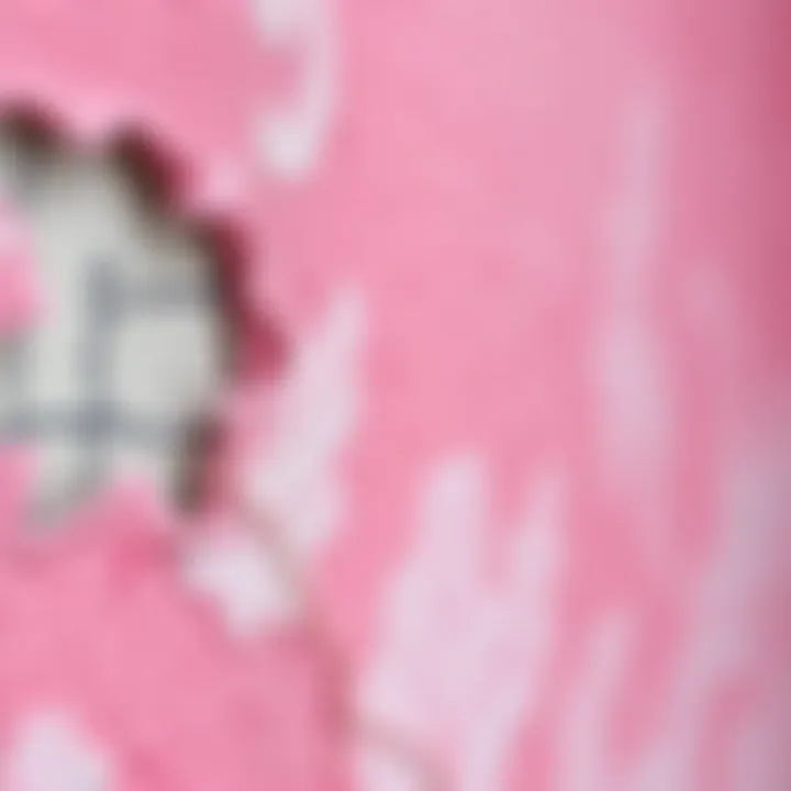 An intricate close-up of a pink and grey textured canvas highlighting color interplay