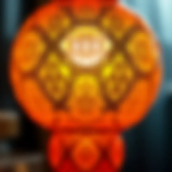 Intricate Patterns of Orange Glass Lamp Close-up of intricate design patterns on an orange glass lamp.