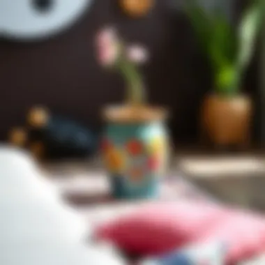 Vibrant Touch: A Ceramic Side Table Colorful ceramic side table adding vibrancy to a space