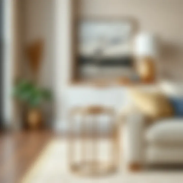 Contemporary Chic: Metal Side Table Stylish metal side table in a contemporary living room