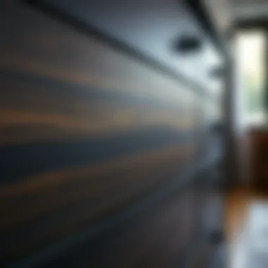 Close-up of wood texture on a black dresser