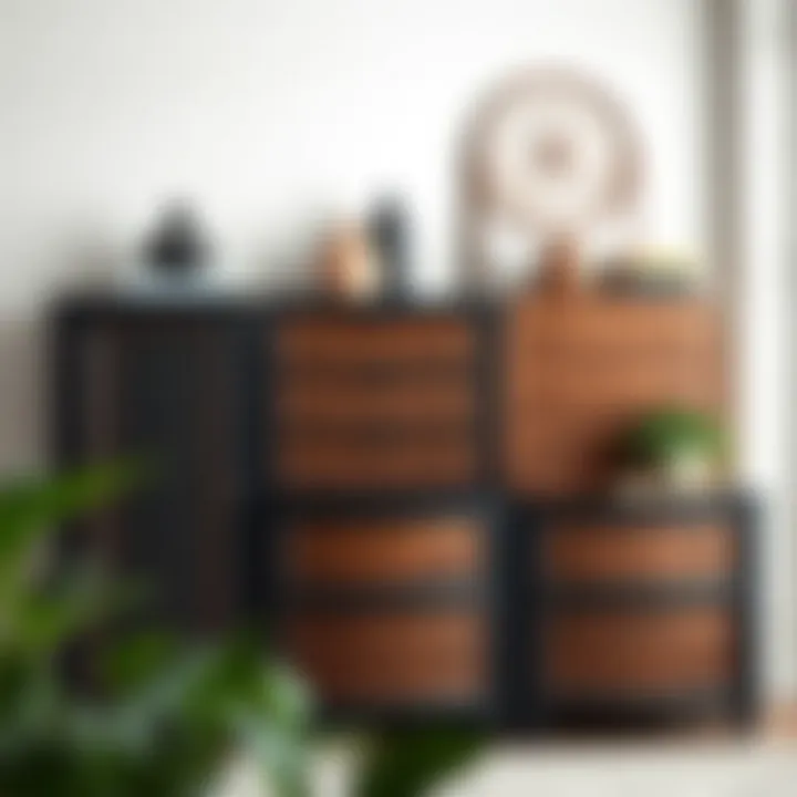 Combination of black and brown wood dressers illustrating versatility