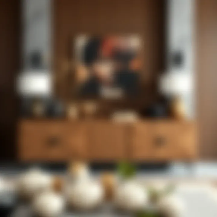 Contemporary Aesthetics with Serving Credenza Modern serving credenza styled with contemporary decor