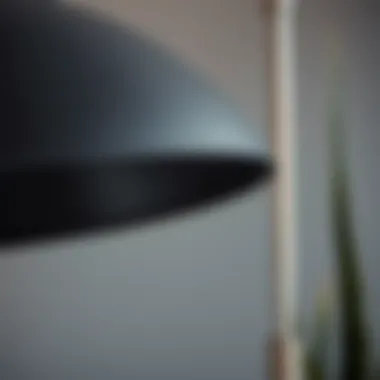 Detailed View of Dark Grey Floor Lamp Materials Close-up of dark grey floor lamp showcasing material and design