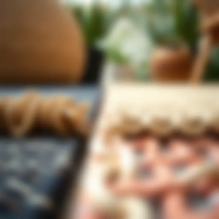 Diverse Materials of Outdoor Rugs Close-up of various outdoor rug materials