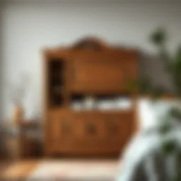 Elegant wooden blanket storage cabinet with intricate design