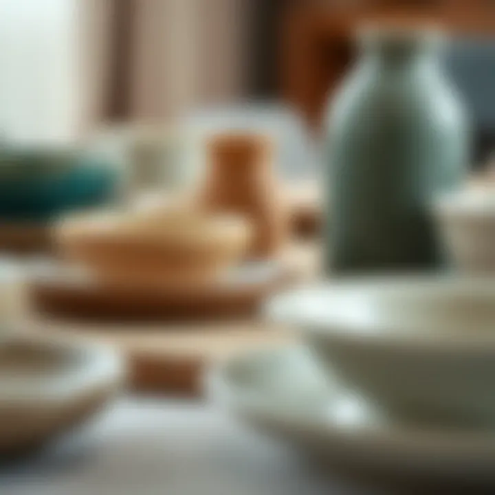 Close-up of various materials used in contemporary tableware