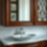 Elegant mahogany bathroom cabinet showcasing intricate detailing
