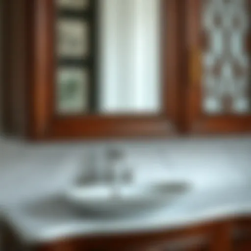 Elegant mahogany bathroom cabinet showcasing intricate detailing
