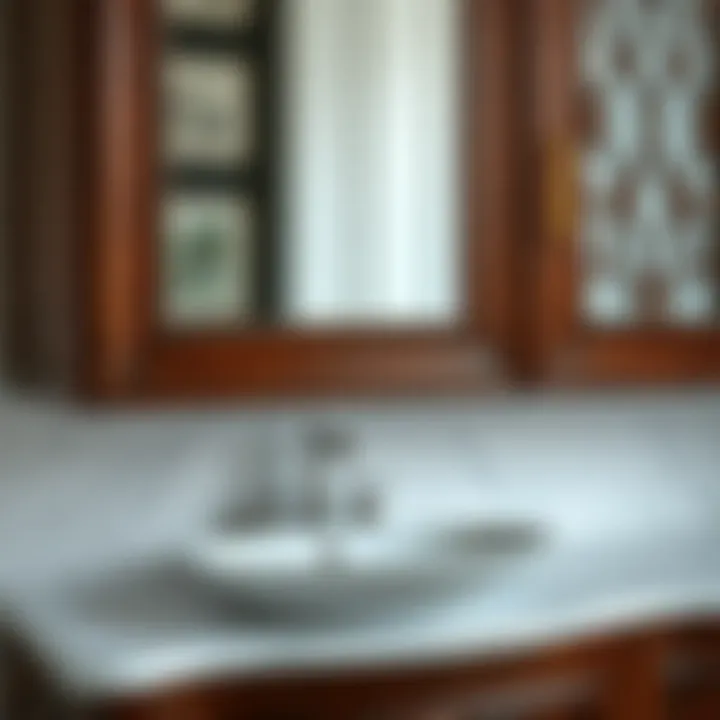 Elegant mahogany bathroom cabinet showcasing intricate detailing