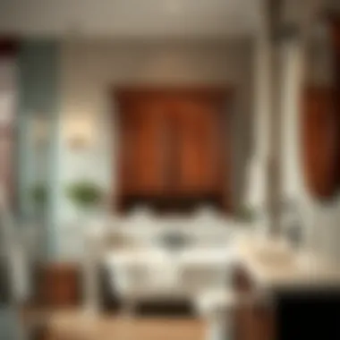 Bathroom interior featuring mahogany cabinet complementing decor