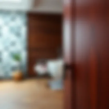 Close-up of the rich texture and finish of mahogany wood